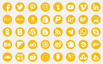 Round transparent background basic social icons light orange colour