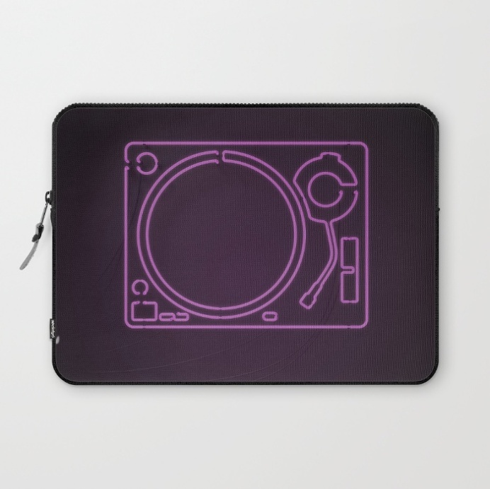 Neon Turntable Laptop Sleeve at Søciety6 #turntable #technics1200 #neonsign #3dart #cinema4d #3drender #rickardarvius