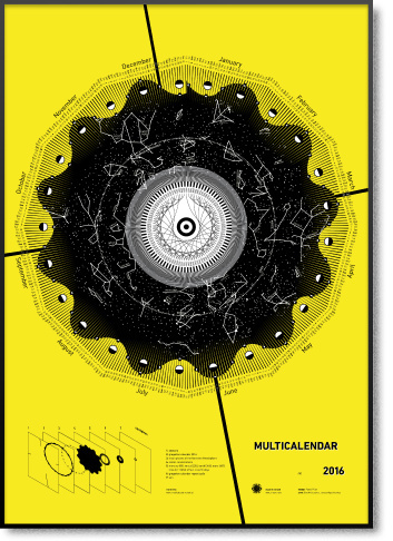 Multicalendar 2016 This year is even more special, include: - seasons - gregorian calendar - moon phases of the Northern Hemisphere - zodia