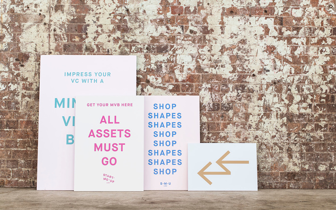 Start-Me-Up Labs start up typography type graphic design business card print modern fair stand presentation school minimal packaging designe