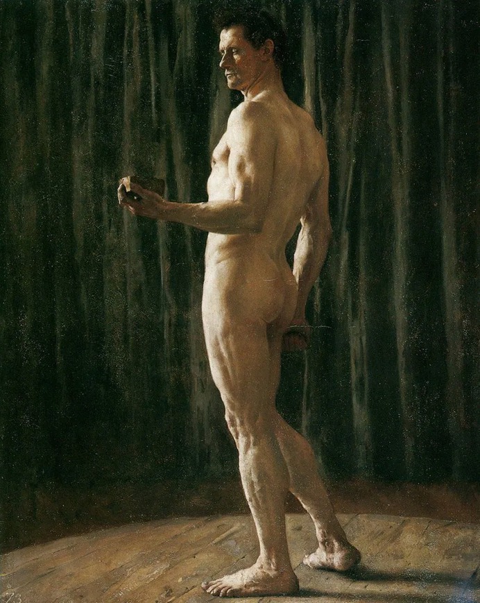 "Male academic nude" by Pascal Adolphe Jean Dagnan Bouveret (French, 1852-1929). oil on canvas