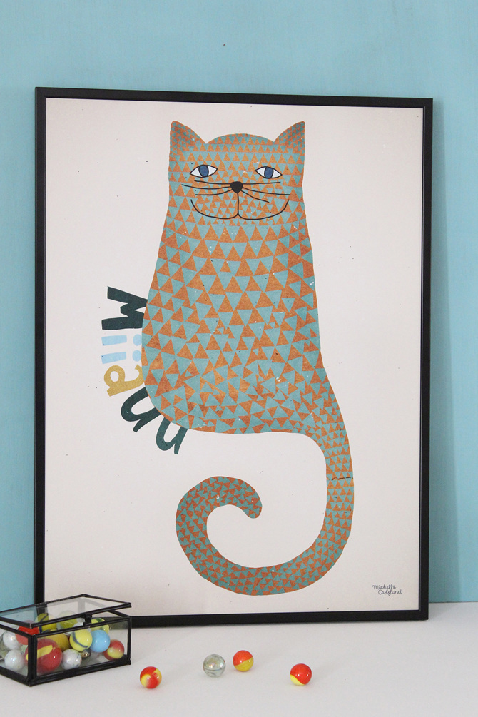#nordic #design #graphic #illustration #danish #bright #simple #nordicliving #living #interior #kids #room #poster #cat #miiauu