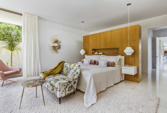 bedroom, Updating a Mid-Century Modern Residence Near Palm Springs