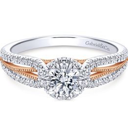 Gabriel & Co Calypso 14k White/Rose Gold Round Halo