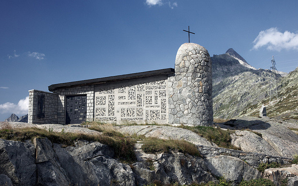 chapel #grimsel #sun #sky #chapel #switzerland #pass #blue