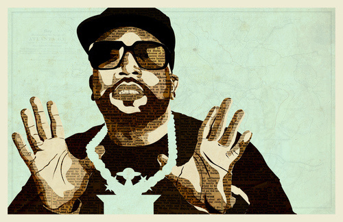 Big Boi | Illustration | KyleMosher.com #fineart #big #design #newspaper #boi #illustration #vintage #hip-hop #outkast