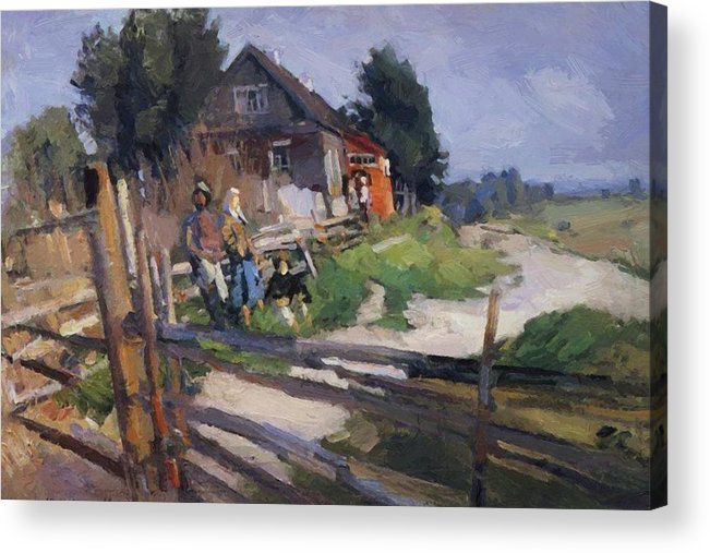 Landscape Acrylic Print featuring the painting Landscape With Fence 1919 by Korovin Konstantin