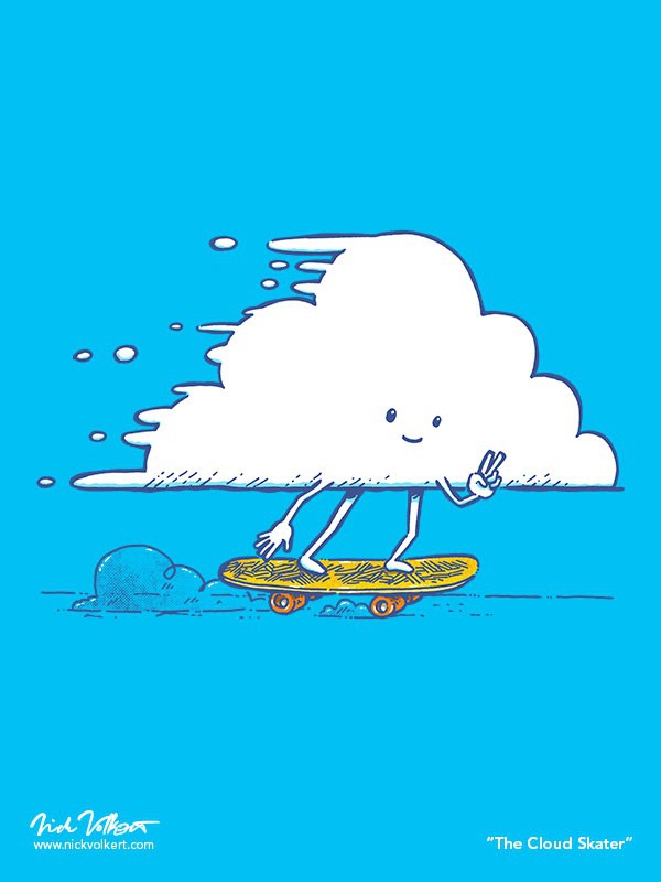 Not a cloud in the sky today, prob cause they are all shredding on the half pipe. #skater #skating #skateboard #midwest #illinois #weather #illustration #penandink #cloud #peace #peacesign