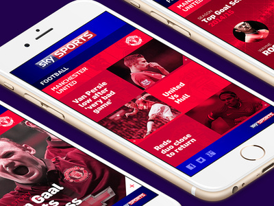 Sky Sports Football // News Stories #red #ux #responsive #layout #ui #clean #grid #website #sports #mobile #football #web