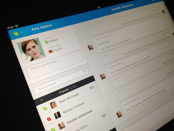 SKYPE UI on Behance #chat #ipad #ui #video #skype #ios #stream