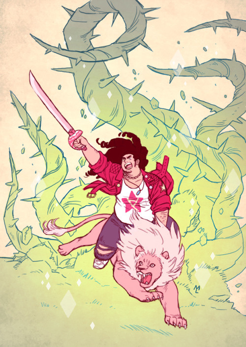 The cutest heavy metal album fanart, steven universe, steven's lion
