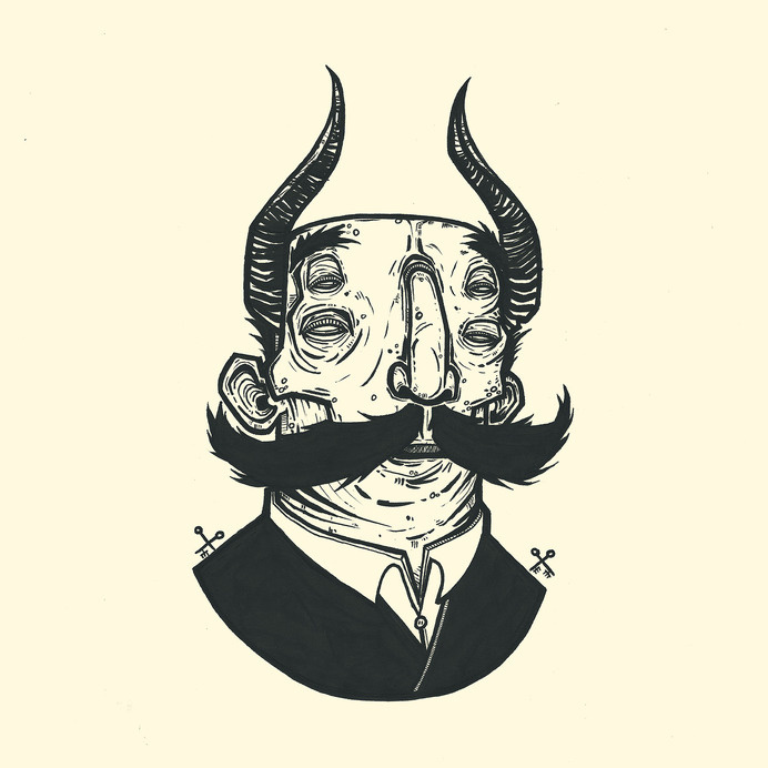 Simon Schacht #ink #humour #devil #illustration #horns #face #drawing #sketch