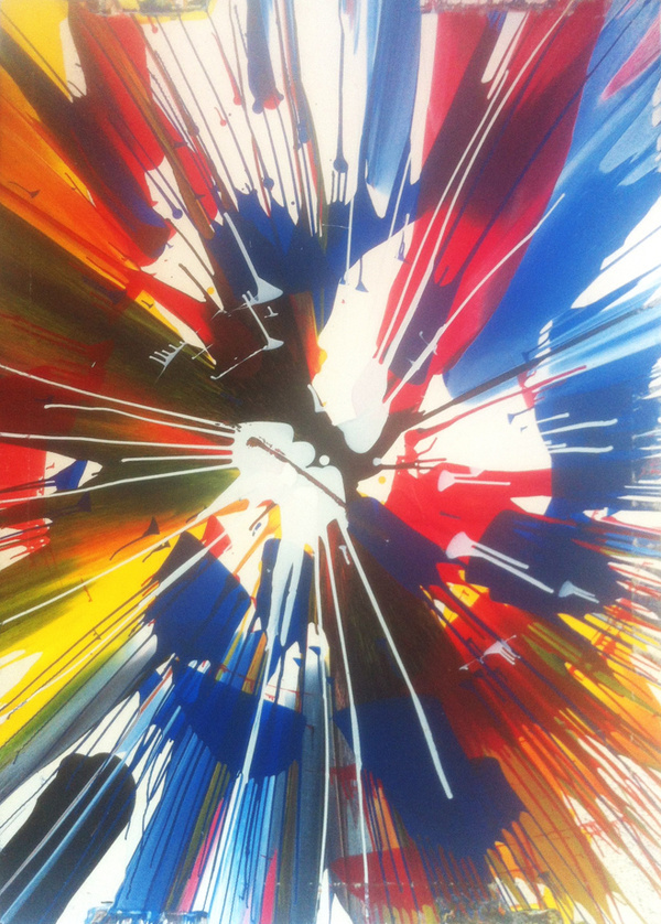 Damien Hirst, Painting, Beautiful Exploding Spinning Spiral Painting #exploding #spinning #spiral #colors #hirst #painting #damien