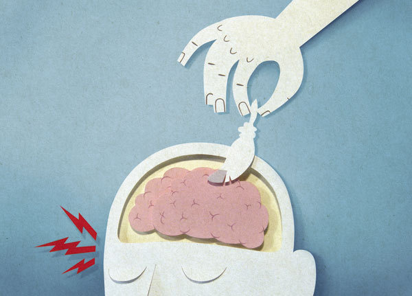 internazionale : bomboland #head #brain #feather #illustration #papercut
