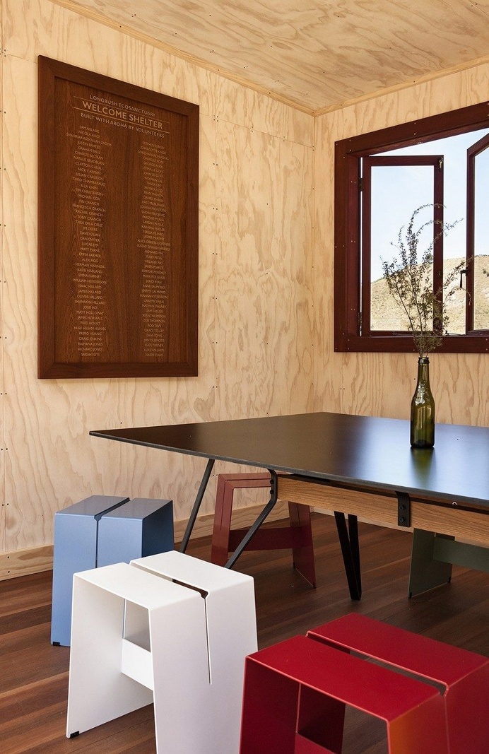 Ecosanctuary Welcome Shelter: Floating Roof Over the Wooden Boxes 8