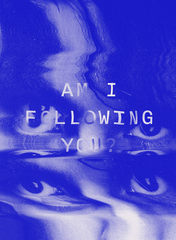 Am I following you? Emil Kozole #design #graphic #slit #photography #glitch #poster #type #typography