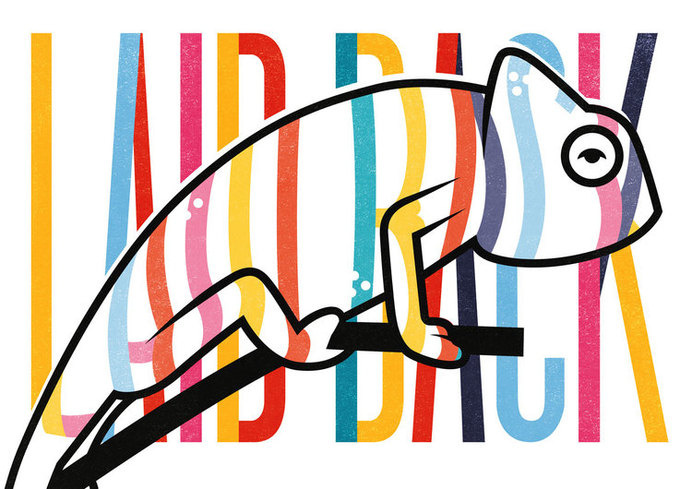 laid back chameleon #print #color #bold #chameleon #laid #simple #illustration #back #typography