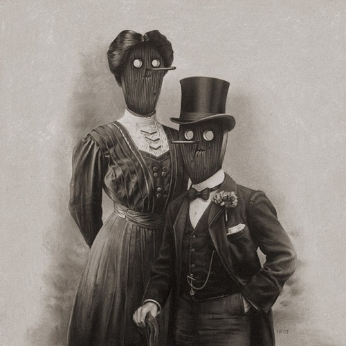 Fancy Couple | Flickr - Photo Sharing! #couple #white #black #masks #illustration #and #odd #drawing