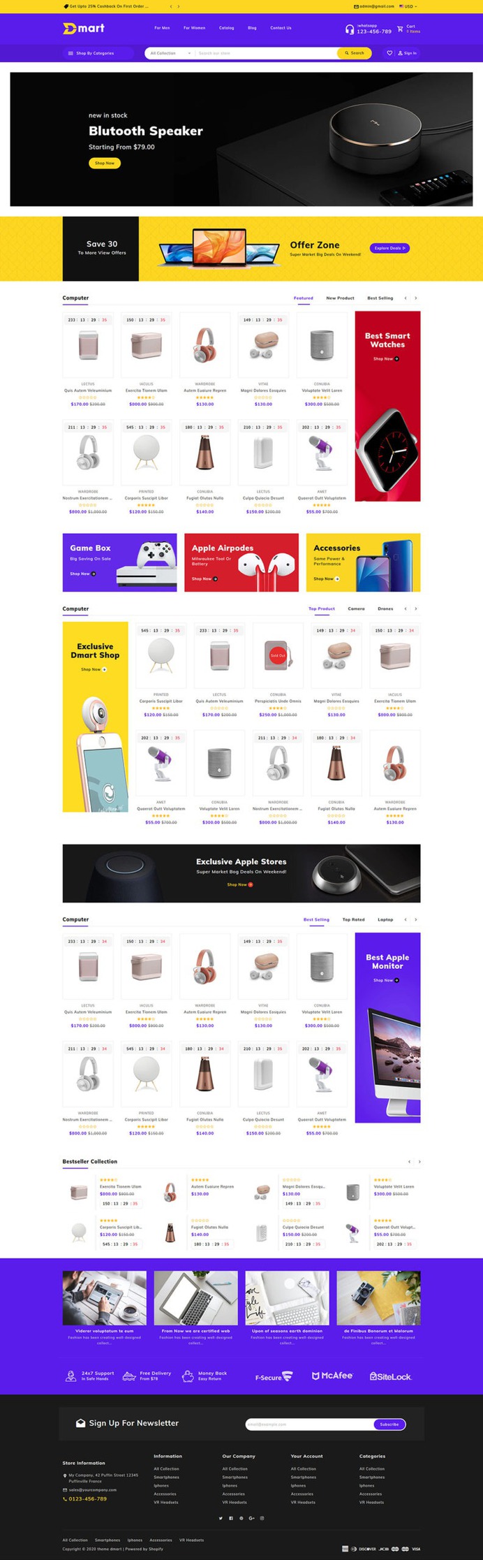#Dmart - #Shopify #Multipurpose #Responsive #Theme | #TemplateTrip #eCommerce #Website #Design