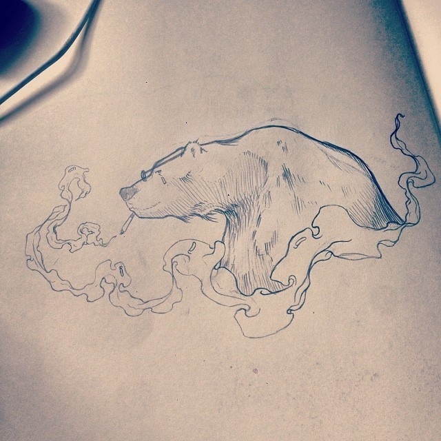 Pencil, Sketch, Illustration, Bear, Micheal Hanly