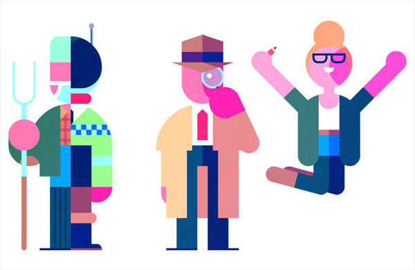 I did this cover and a few spot illustrations for The Times guide to getting a job. Im sharing my roughs too so you can marvel at how crum #illustration #character #geometric