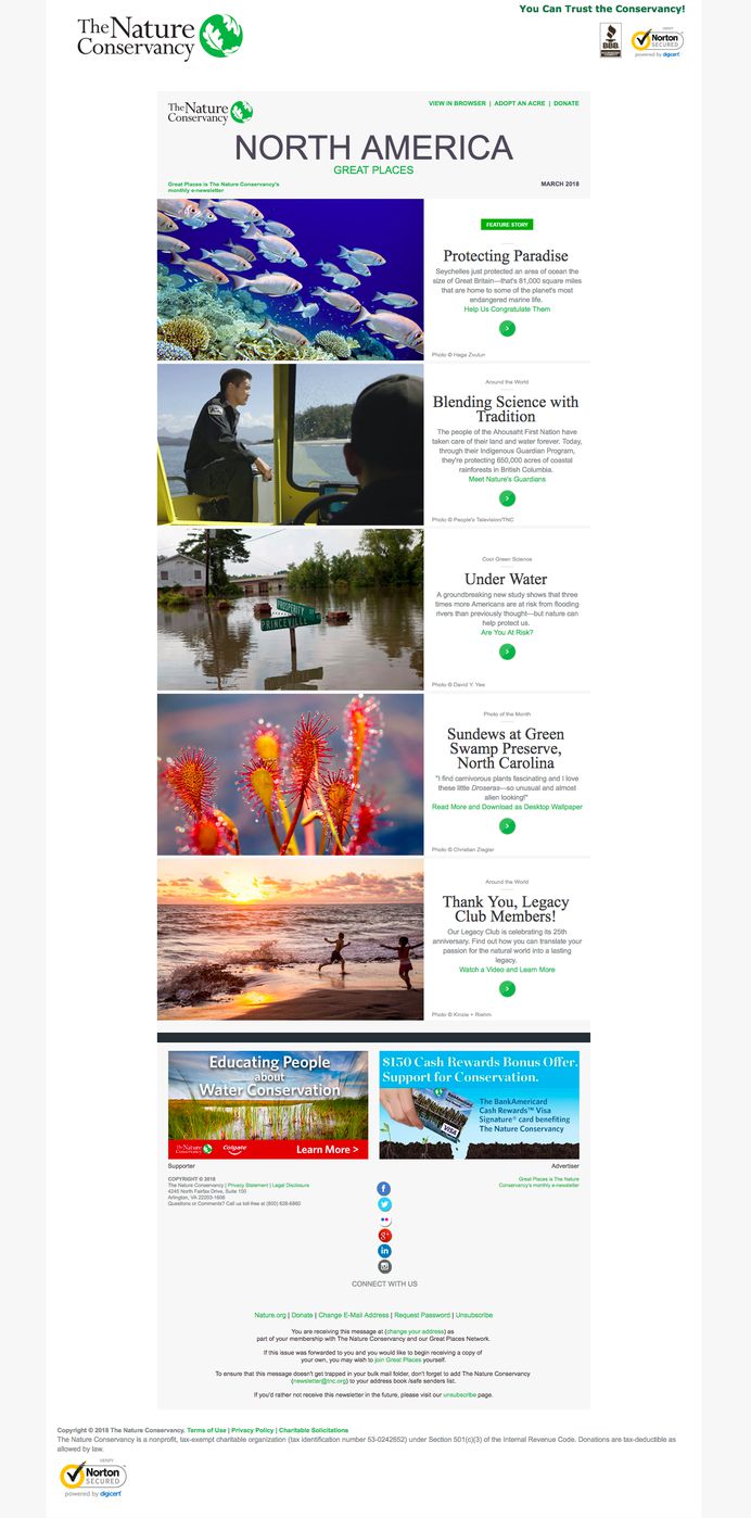 Nature Conservancy newsletter example