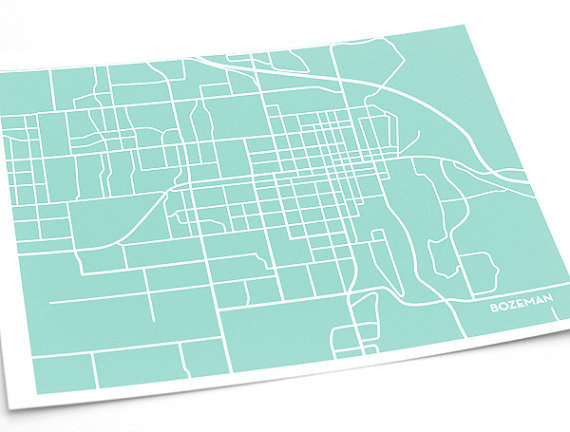 Bozeman City Map Art Print / Montana State University Grad Gift Dorm Decor MSU / 8x10 Digital Print / Choose your color #city