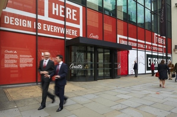 Coutts, whose identity was designed by Pentagram in 2011, is one of the Festival's key sponsors and has changeable window displays on their #2011 #festivals #changeable #one #displays #coutts #sponsors #identity #key #whose #designed #window #pentagram