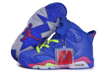 Air Jordans VI 6 (GS) Retro Shoes For Women Royal Blue - Neon Green Neon Pink #shoes