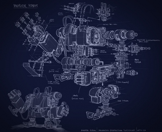 Andrea Susini works: robot schematic - exploded view #illustration #exploded #blueprint #technical #view