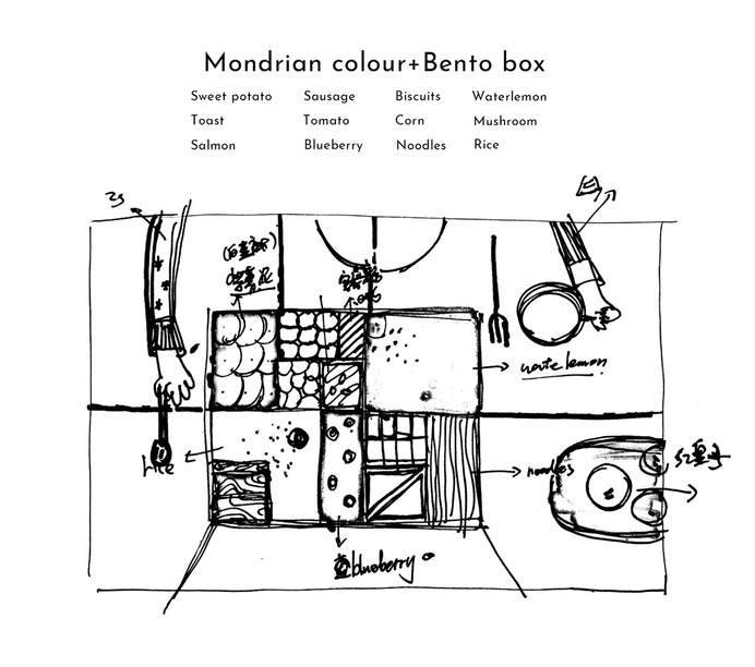 Mondrian Bento Box by Yum Tang - color + Bento box