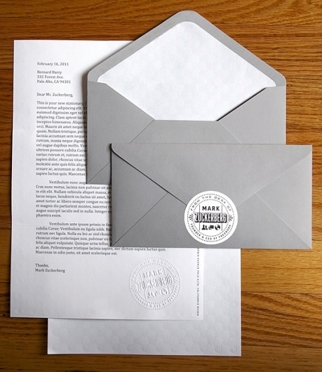 Mark Zuckerberg : Lovely Stationery . Curating the very best of stationery design #mark #barry #stationary #zuckerberg #ben