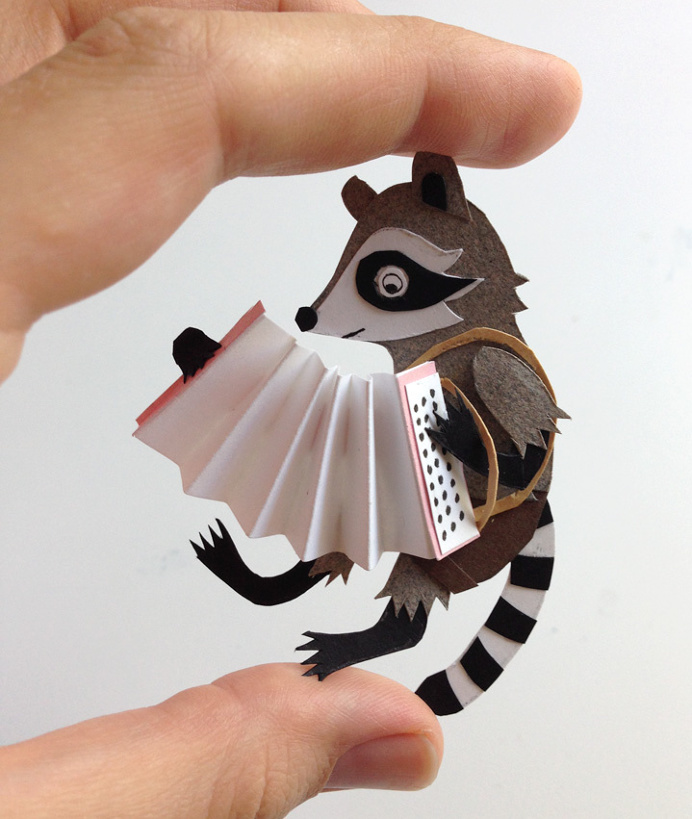 #paper #figure #raccoon #accordion #papercut