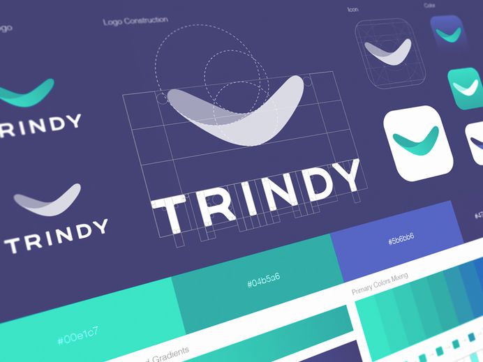 Trindy app icon logo grid brand guide