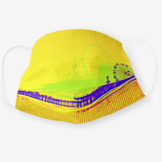 Yellow Pop Art Santa Monica Pier Cloth Face Mask