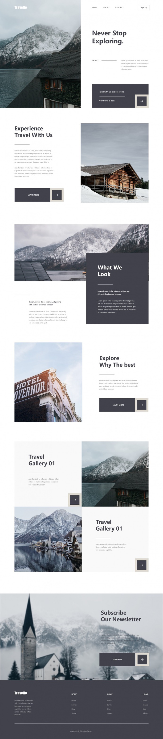 Travel landing page