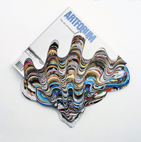 Artforum Magazines Carved into Dripping Waves of Color by Francesca Pastine #cut #sculpture #paper #magazine