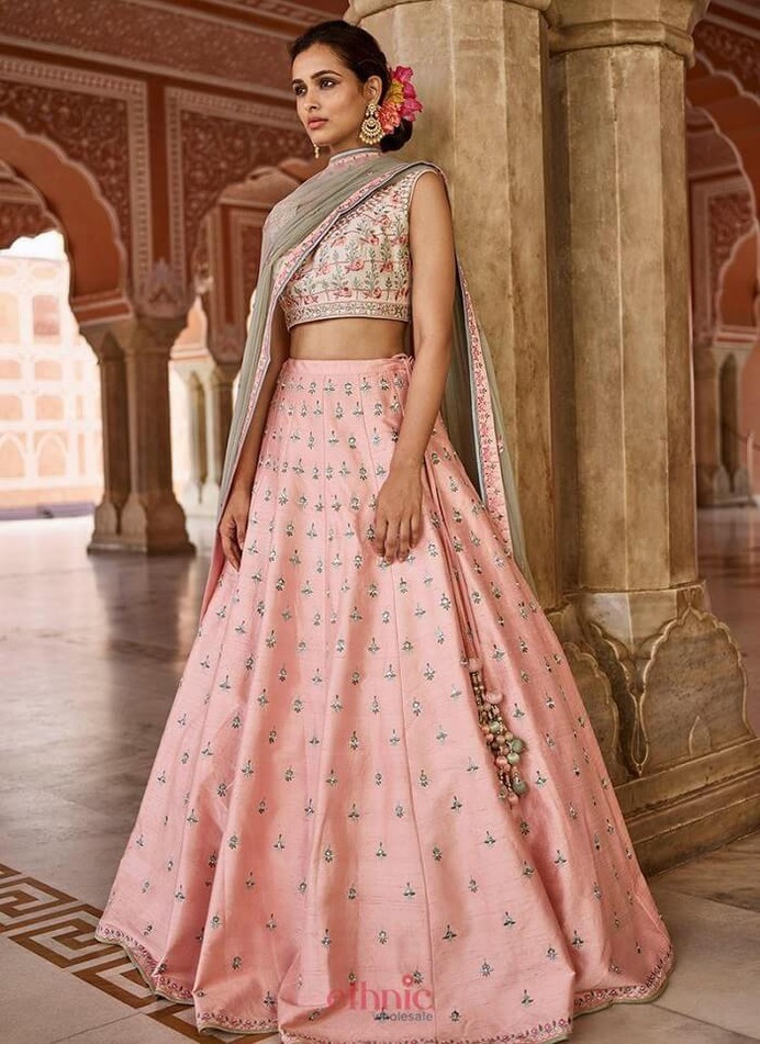 lighter shade pink bridal lehenga