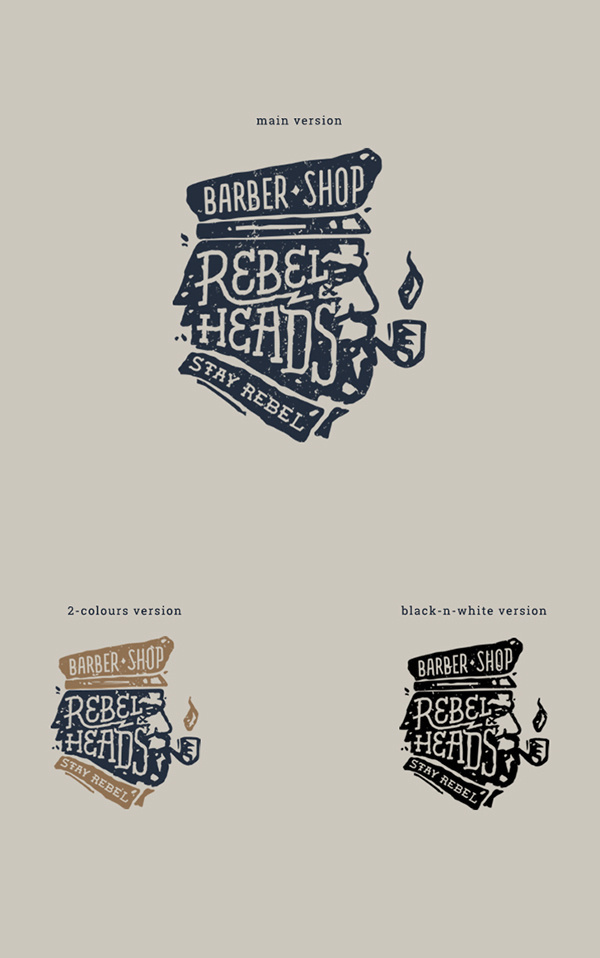 REBEL HEADS barbershop on Behance by Leta and Dima Stolz #illustration #drawn #logo #hand #typography