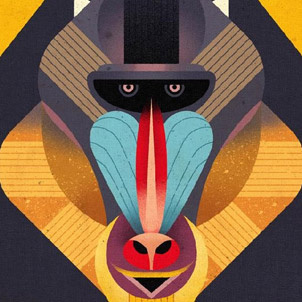 Monkey Illustration by Dieter Braun #illustration #animal #geometric #minimal #icon #iconic #monkey #texture