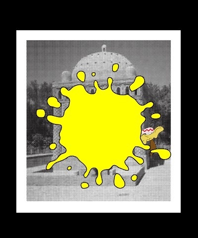 Artwork — jackwalsh #temple #white #and #yellow #black #paint #poster #art #cartoon #band #leaves