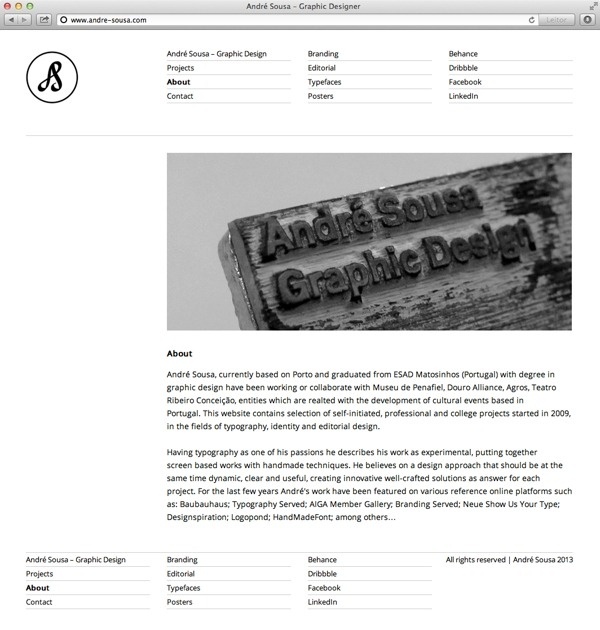 Portfolio Website on Behance #sousacom #page #andre #website #about #webdesign #layout