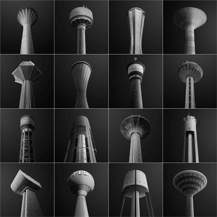 Water Towers of Luxembourg: Black and White Architecture Photography by Gediminas Karbauskis