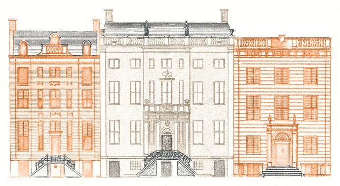 Amsterdam canal Houses on the Herengracht 442, 446 and 448 by Johan Teyler (1648 -1709) Original from The Rijksmuseum....