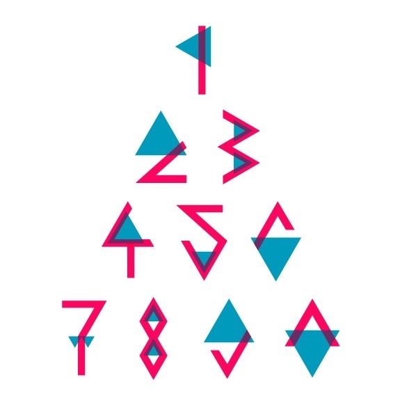 Triangle font pt. 2 on the Behance Network #1 #font #pink #design #graphic #3 #colors #numbers #blue #2 #typography