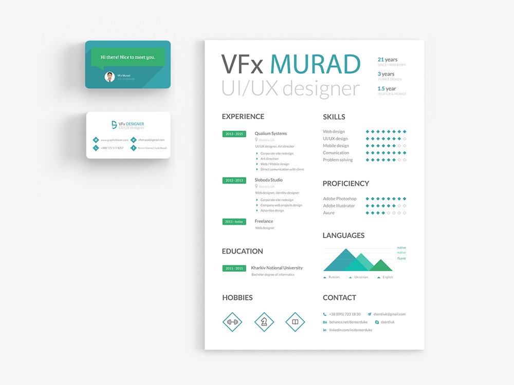 Резюме ux ui дизайнера образец