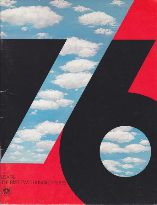 Book cover featuring a large typographic "76" numeral in black and red with negative space revealing a photograph of blue sky and white clouds.