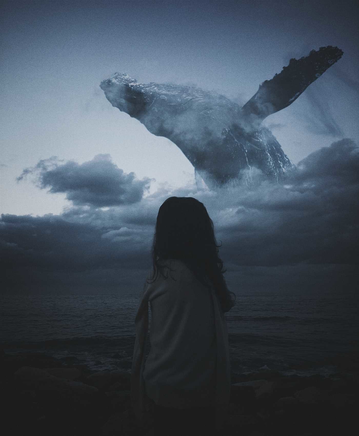 Девушка на ките в небе арт